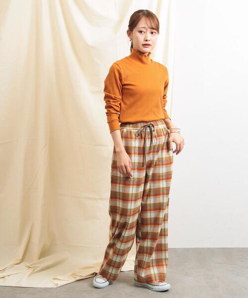 coen（コーエン）の「デイリーイージーセミワイド起毛チェックパンツ（その他パンツ・レディース・イエロー/オフホワイト/ネイビー・M/L/S）」の7枚目の写真