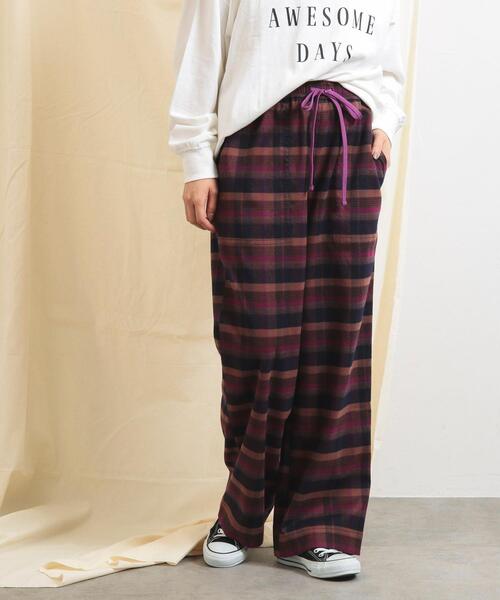 coen（コーエン）の「デイリーイージーセミワイド起毛チェックパンツ（その他パンツ・レディース・イエロー/オフホワイト/ネイビー・M/L/S）」の6枚目の写真