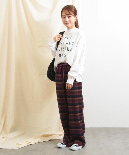 coen（コーエン）の「デイリーイージーセミワイド起毛チェックパンツ（その他パンツ・レディース・イエロー/オフホワイト/ネイビー・M/L/S）」の5枚目の写真