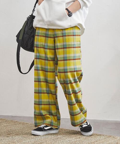coen（コーエン）の「デイリーイージーセミワイド起毛チェックパンツ（その他パンツ・レディース・イエロー/オフホワイト/ネイビー・M/L/S）」の19枚目の写真