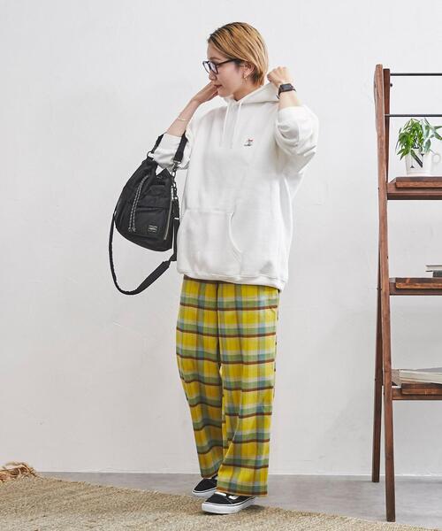 coen（コーエン）の「デイリーイージーセミワイド起毛チェックパンツ（その他パンツ・レディース・イエロー/オフホワイト/ネイビー・M/L/S）」の18枚目の写真