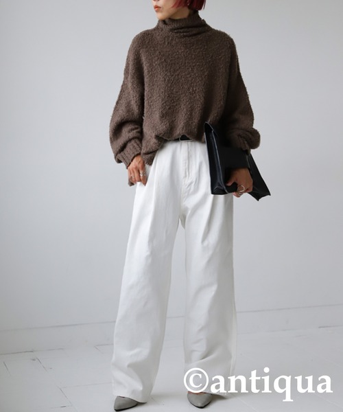 antiqua（アンティカ）の「ハンサムタックパンツ（その他パンツ・レディース・ホワイト/ブラック/ブルー/オレンジ/グリーン・FREE）」の8枚目の写真