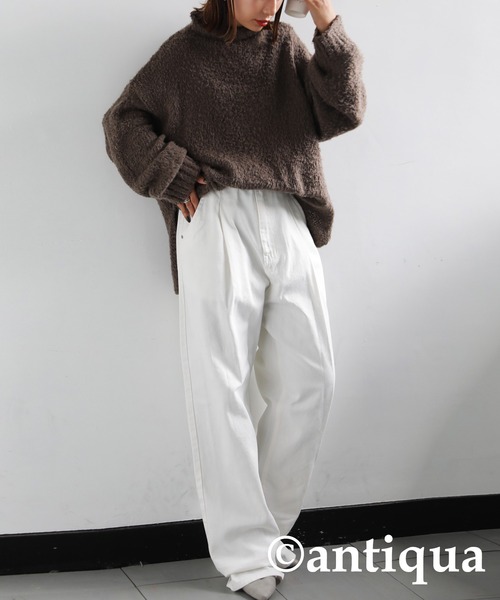 antiqua（アンティカ）の「ハンサムタックパンツ（その他パンツ・レディース・ホワイト/ブラック/ブルー/オレンジ/グリーン・FREE）」の7枚目の写真