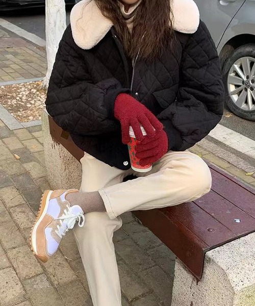 Girly Doll（ガーリードール）の「ボア襟付きキルティングアウター