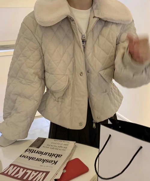 Girly Doll（ガーリードール）の「ボア襟付きキルティングアウター