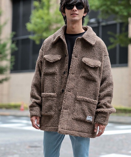 ADMIX/ATELIER SAB MEN（アドミックスアトリエサブメン）の「【no sweat.×ADMIX】コラボ もこもこ ボアフリース / CPO オーバーサイズ カバーオールジャケット（カバーオール・メンズ・ブラック/カーキ/モカ・48/50）」の2枚目の写真