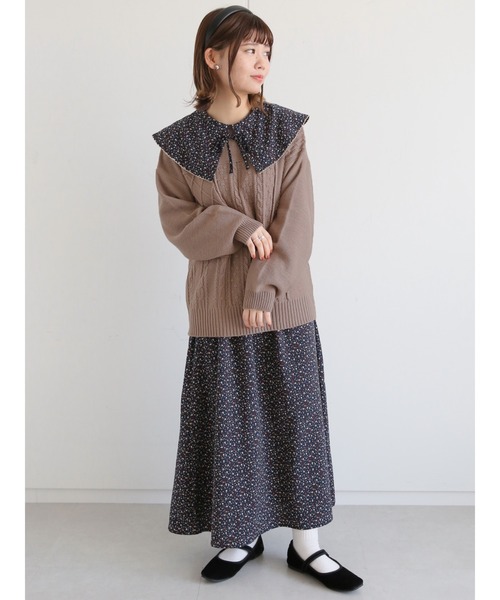 ehka sopo(エヘカソポ)の「ケーブルパッチワークプルオーバー(ニット/セーター・レディース・サックスブルー/ブラック/キナリ/モカ・フリ-)」の21枚目の写真