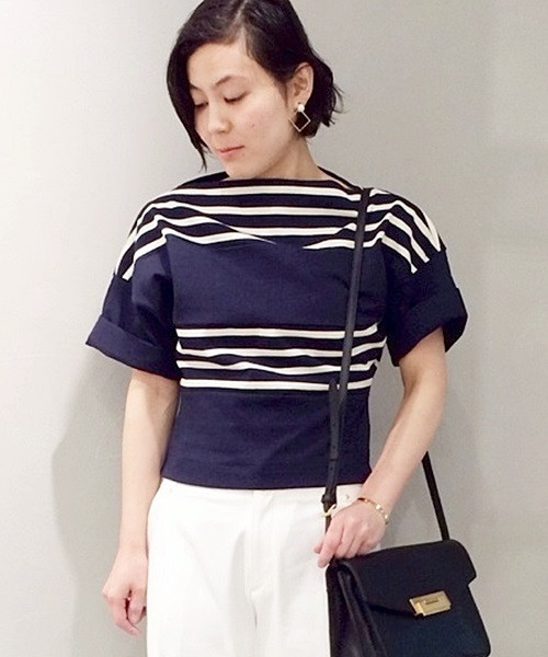 EDIT. FOR LULU(エディットフォールル)の「◆TOKYO DRESS ボーダートップス(Tシャツ/カットソー・レディース・ネイビー・FREE)」の1枚目の写真