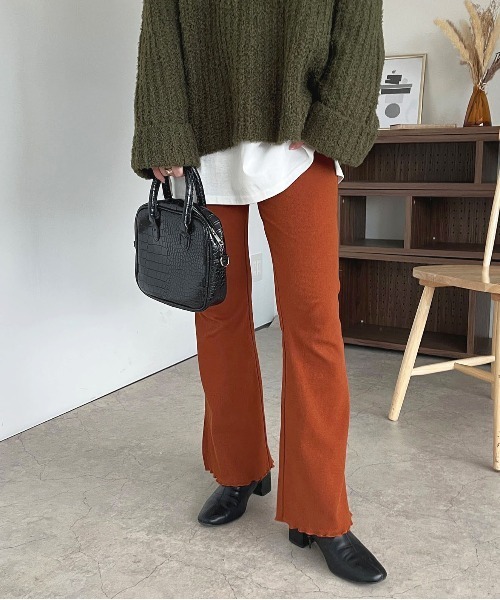 apres jour(アプレジュール)の「リブカットパンツ【ZOZOTOWN限定アイテム】(その他パンツ・レディース・アイボリー/ブラック/オレンジ系その他/ダークブラウン・MEDIUM/SMALL/X-LARGE)」の2枚目の写真