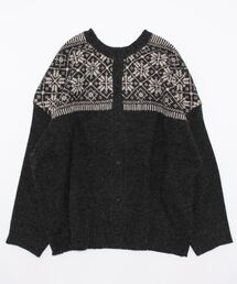 Samansa Mos2 | 雪柄ジャカード前後2WAYニット(カーディガン/ボレロ)