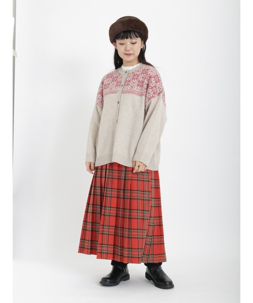 Samansa Mos2(サマンサ モスモス)の「雪柄ジャカード前後2WAYニット(カーディガン/ボレロ・レディース・キナリ/ミント/ベージュ/モカ/チャコール/ブルー・フリ-)」の18枚目の写真