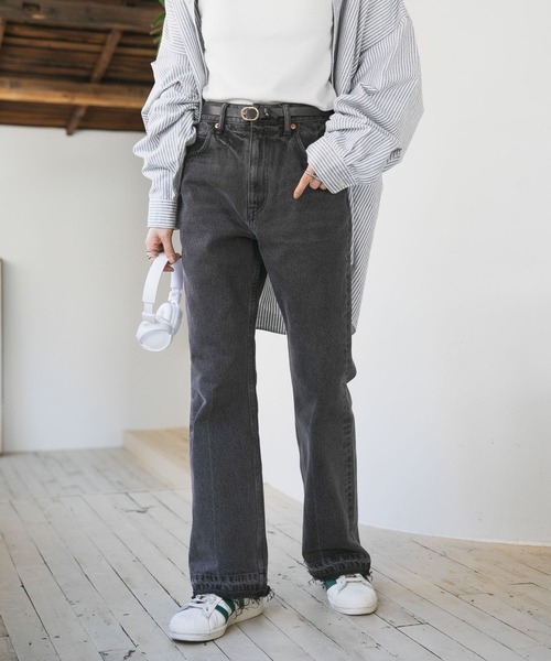 RAGEBLUE（レイジブルー）の「カットオフデニムフレアパンツ（デニム