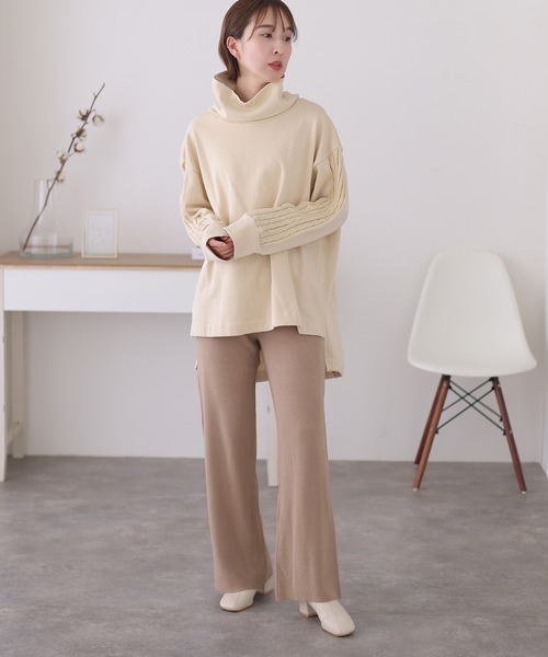 ElegChic（エレグシック）の「ニットワイドパンツ（スウェットパンツ・レディース・ブラック/ネイビー/グレイッシュベージュ・XL/M/4L）」の14枚目の写真