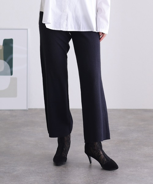 ElegChic（エレグシック）の「ニットワイドパンツ（スウェットパンツ・レディース・ブラック/ネイビー/グレイッシュベージュ・XL/M/4L）」の8枚目の写真