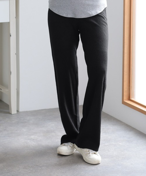 ElegChic（エレグシック）の「ニットワイドパンツ（スウェットパンツ・レディース・ブラック/ネイビー/グレイッシュベージュ・XL/M/4L）」の11枚目の写真