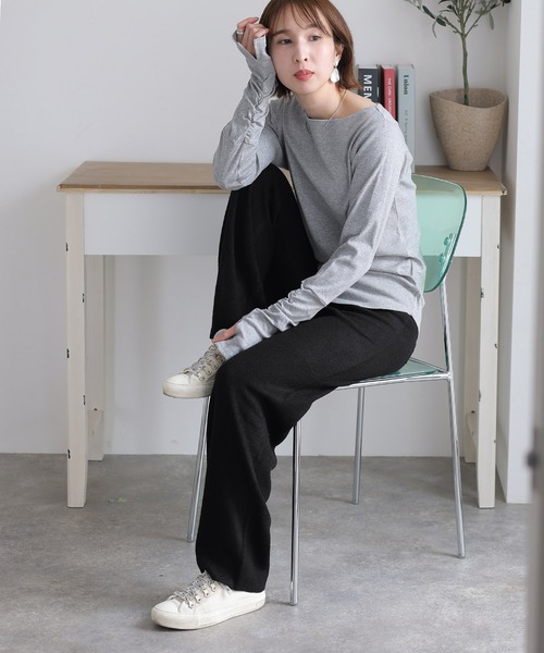 ElegChic（エレグシック）の「ニットワイドパンツ（スウェットパンツ・レディース・ブラック/ネイビー/グレイッシュベージュ・XL/M/4L）」の15枚目の写真