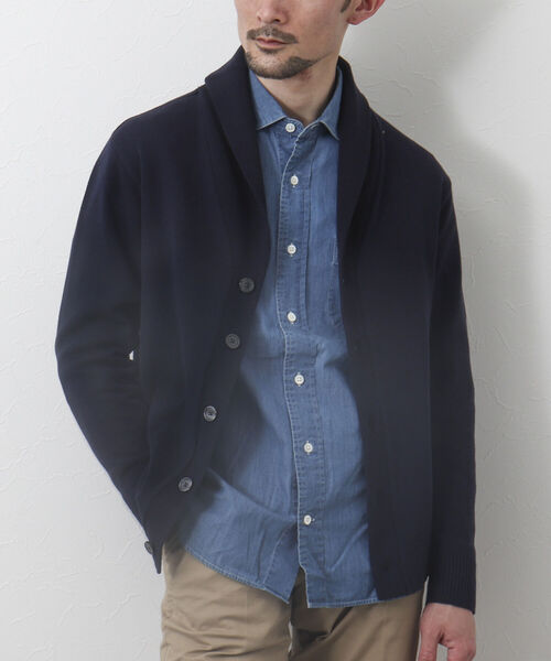 NOLLEY'S goodman（ノーリーズグッドマン）の「ミラノリブ ショールカラーカーディガン（カーディガン/ボレロ・メンズ・ネイビー/ホワイト系その他4/ブルー系その他/ブラック系その他/ブルー系その他7・M/S/L/XL）」の8枚目の写真