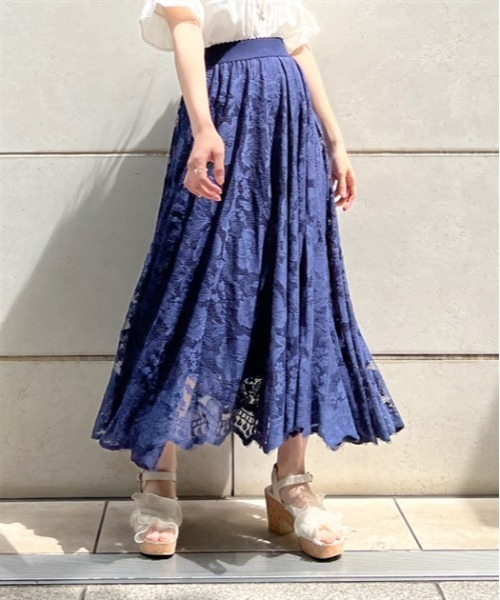 axes femme（アクシーズファム）の「レースサーキュラースカート（スカート・レディース・ブラック/ブルー/ピンク/ホワイト/レッド/ネイビー・FREE）」の4枚目の写真