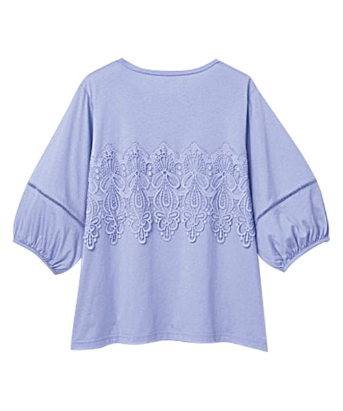 RANAN（ラナン）の「接触冷感　レースモチーフ５分袖カットソー（Tシャツ/カットソー・レディース・ホワイト/ライラック/ブラック・M/LL/L）」の5枚目の写真