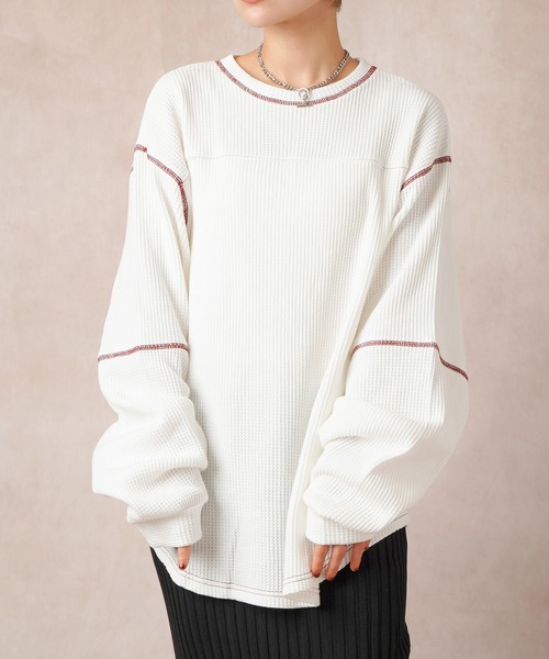 Lull(ルル)の「【Lull / ルル】バックスリットサーマルカットソー(Tシャツ/カットソー・レディース・ブラック/グレー/ホワイト・ONESIZE)」の13枚目の写真