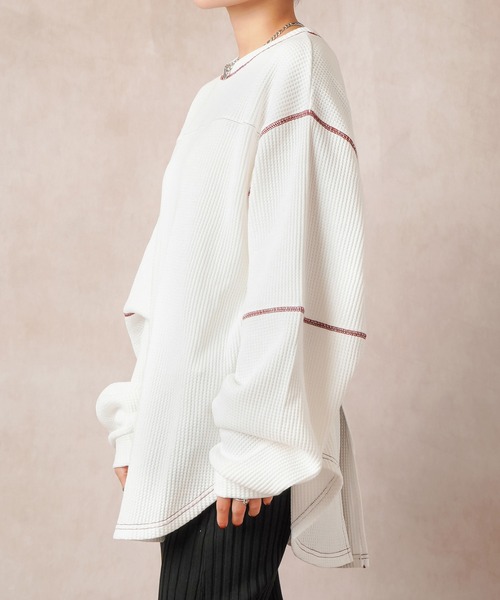 Lull(ルル)の「【Lull / ルル】バックスリットサーマルカットソー(Tシャツ/カットソー・レディース・ブラック/グレー/ホワイト・ONESIZE)」の14枚目の写真