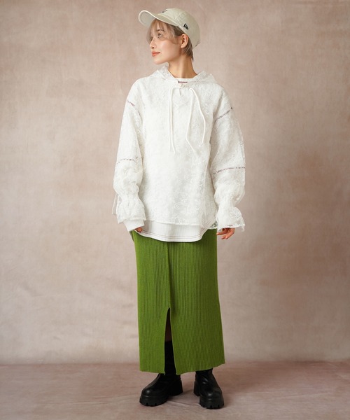 Lull(ルル)の「【Lull / ルル】バックスリットサーマルカットソー(Tシャツ/カットソー・レディース・ブラック/グレー/ホワイト・ONESIZE)」の5枚目の写真