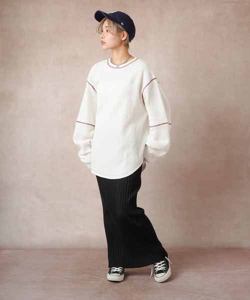 Lull(ルル)の「【Lull / ルル】バックスリットサーマルカットソー(Tシャツ/カットソー・レディース・ブラック/グレー/ホワイト・ONESIZE)」の20枚目の写真