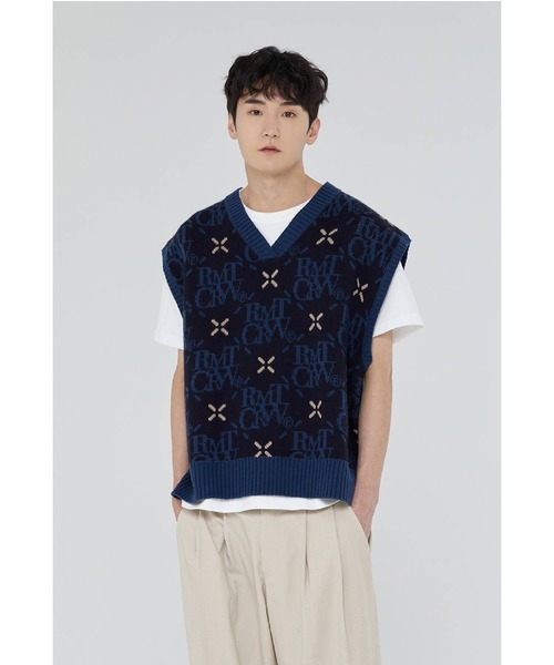 ROMANTIC CROWN（ロマンティッククラウン）の「【UNISEX】ROMANTIC CROWN／アーガイルニットベスト 2183718（ベスト・レディース・クリーム/ネイビー・MEDIUM/LARGE）」の6枚目の写真