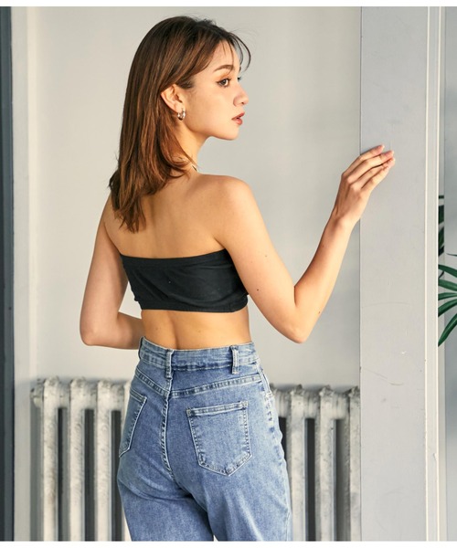 ANAP（アナップ）の「ACDYリブバンドゥブラトップ（チューブトップ・レディース・ホワイト/ブラック・FREE）」の10枚目の写真