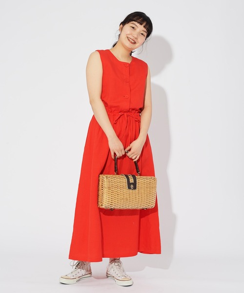 CHILD WOMAN(チャイルドウーマン)の「麻レーヨンポプリン 2WAYノースリワンピース(ワンピース・レディース・レッド/サックスブルー/ブラック/グリーン・FREE)」の15枚目の写真