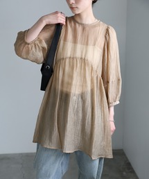 select MOCA | 2023 SS ボリュームスリーブシアーチュニック(シャツ/ブラウス)
