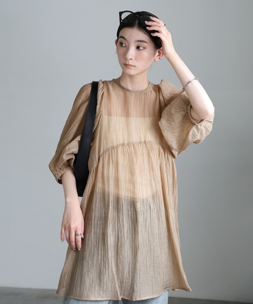 ボリュームスリーブシアーチュニック（シャツ/ブラウス）｜select MOCA