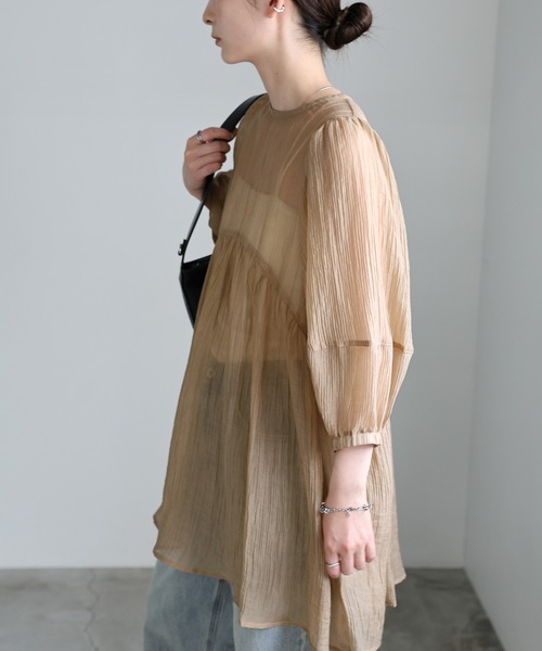 ボリュームスリーブシアーチュニック（シャツ/ブラウス）｜select MOCA