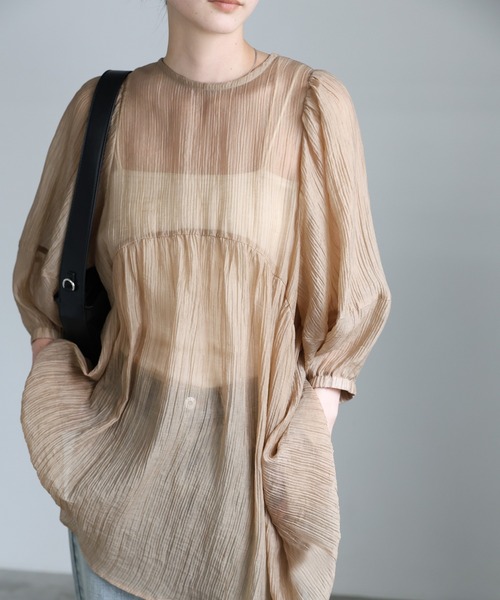 ボリュームスリーブシアーチュニック（シャツ/ブラウス）｜select MOCA