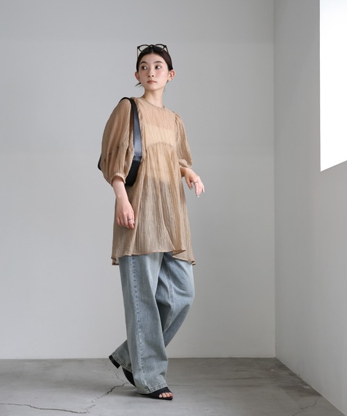 ボリュームスリーブシアーチュニック（シャツ/ブラウス）｜select MOCA