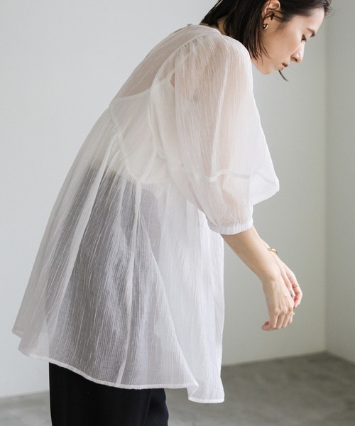 select MOCA(セレクトモカ)の「ボリュームスリーブシアーチュニック(シャツ/ブラウス・レディース・ブラック/ホワイト/ベージュ/グレイッシュブルー/ライトイエロー・FREE)」の19枚目の写真