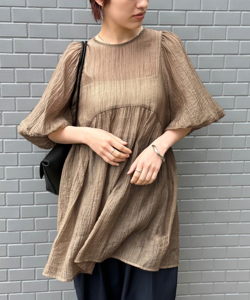 ボリュームスリーブシアーチュニック（シャツ/ブラウス）｜select MOCA  