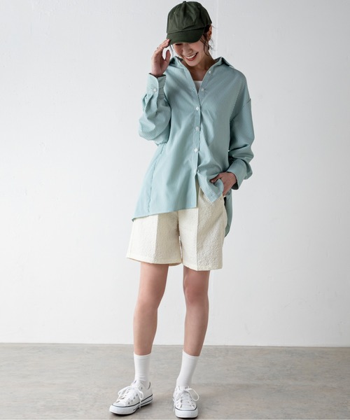 MILLION CARATS（ミリオンカラッツ）の「【WEB限定】バックドロストストライプブラウス（シャツ/ブラウス・レディース・ブルー/グリーン・FREE）」の7枚目の写真