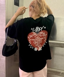 バックハートプリントビックシルエットTEEシャツ