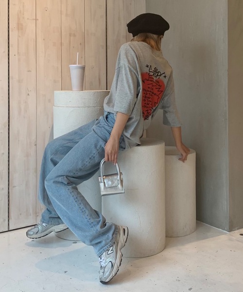 SHAGGIE（シャギー）の「バックハートプリントビックシルエットTEEシャツ（Tシャツ/カットソー・レディース・ブラック/グレー/ホワイト・FREE）」の21枚目の写真