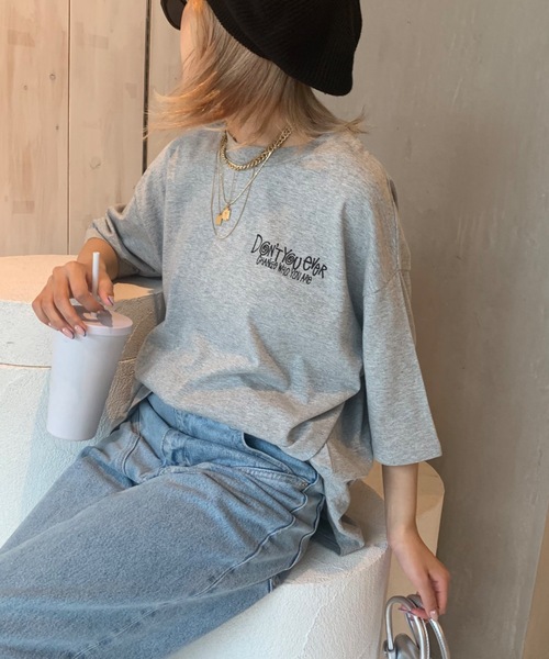 SHAGGIE（シャギー）の「バックハートプリントビックシルエットTEEシャツ（Tシャツ/カットソー・レディース・ブラック/グレー/ホワイト・FREE）」の18枚目の写真