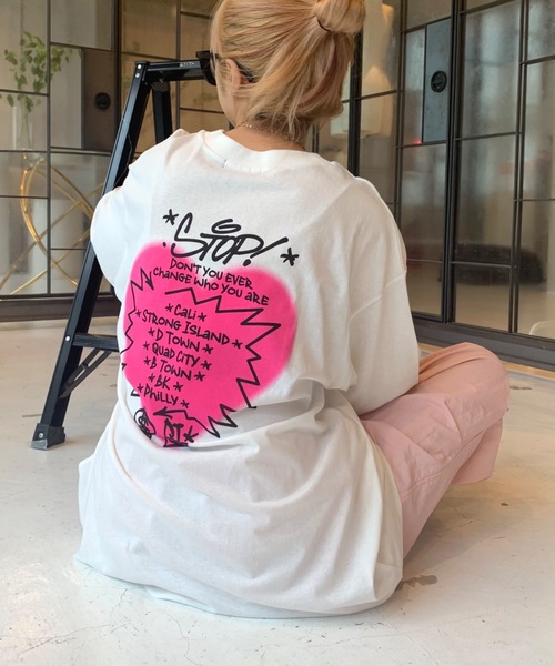 SHAGGIE（シャギー）の「バックハートプリントビックシルエットTEEシャツ（Tシャツ/カットソー・レディース・ブラック/グレー/ホワイト・FREE）」の5枚目の写真