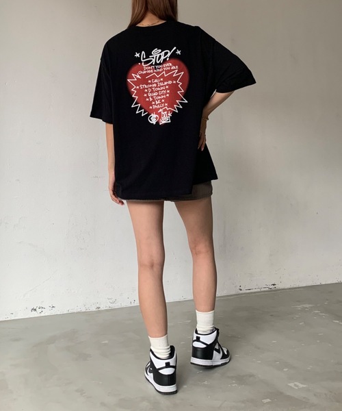 SHAGGIE（シャギー）の「バックハートプリントビックシルエットTEEシャツ（Tシャツ/カットソー・レディース・ブラック/グレー/ホワイト・FREE）」の16枚目の写真