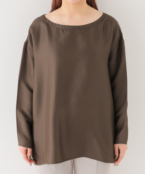EMILY WEEK（エミリーウィーク）の「【LALAVIE/ララヴィ】Silk Cupro Long Sleeve Pullover（Tシャツ/カットソー・レディース・ブラック/ブラウン・FREE）」の9枚目の写真