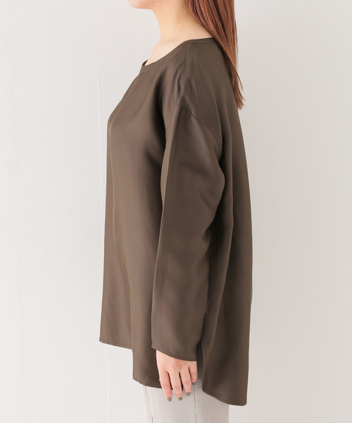 EMILY WEEK（エミリーウィーク）の「【LALAVIE/ララヴィ】Silk Cupro Long Sleeve Pullover（Tシャツ/カットソー・レディース・ブラック/ブラウン・FREE）」の3枚目の写真