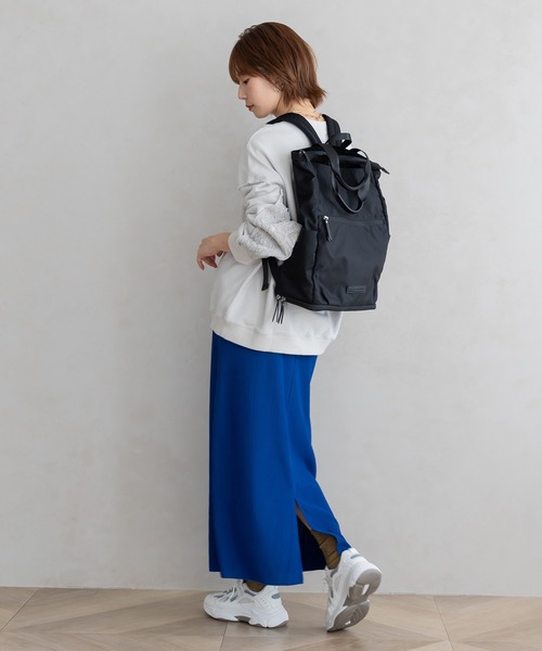 フェリシモMama（フェリシモママ）の「【旧品番】Ｍｏｒｅｄｄｅ　リップルカットソー素材がらくちんきれいな　産前産後使えるＩラインスカート（マタニティウェア/グッズ・レディース・ブラック/ブルー/チャコールグレー/アイボリー・SMALL/MEDIUM/LARGE/X-LARGE/XX-LARGE）」の9枚目の写真