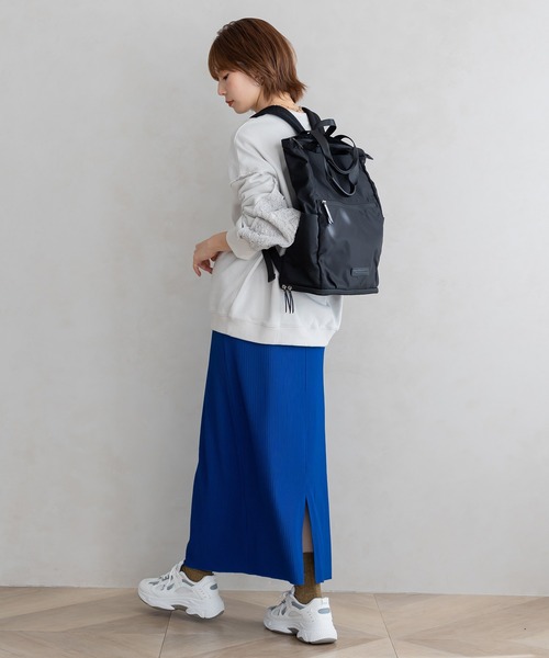 フェリシモMama（フェリシモママ）の「【旧品番】Ｍｏｒｅｄｄｅ　リップルカットソー素材がらくちんきれいな　産前産後使えるＩラインスカート（マタニティウェア/グッズ・レディース・ブラック/ブルー/チャコールグレー/アイボリー・SMALL/MEDIUM/LARGE/X-LARGE/XX-LARGE）」の11枚目の写真