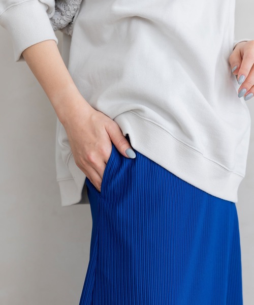 フェリシモMama（フェリシモママ）の「【旧品番】Ｍｏｒｅｄｄｅ　リップルカットソー素材がらくちんきれいな　産前産後使えるＩラインスカート（マタニティウェア/グッズ・レディース・ブラック/ブルー/チャコールグレー/アイボリー・SMALL/MEDIUM/LARGE/X-LARGE/XX-LARGE）」の15枚目の写真