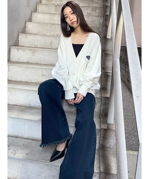 Russell Athletic(ラッセルアスレティック)の「【RUSSELL ATHLETIC×EMODA】ルーズオーバーカーディガン(カーディガン/ボレロ・レディース・ホワイト/ブラック/グレー・FREE)」の9枚目の写真