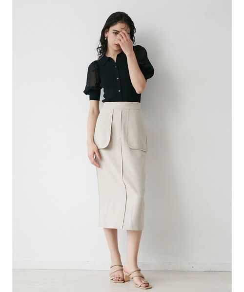 セール】ペプラムパイピングタイトスカート（スカート